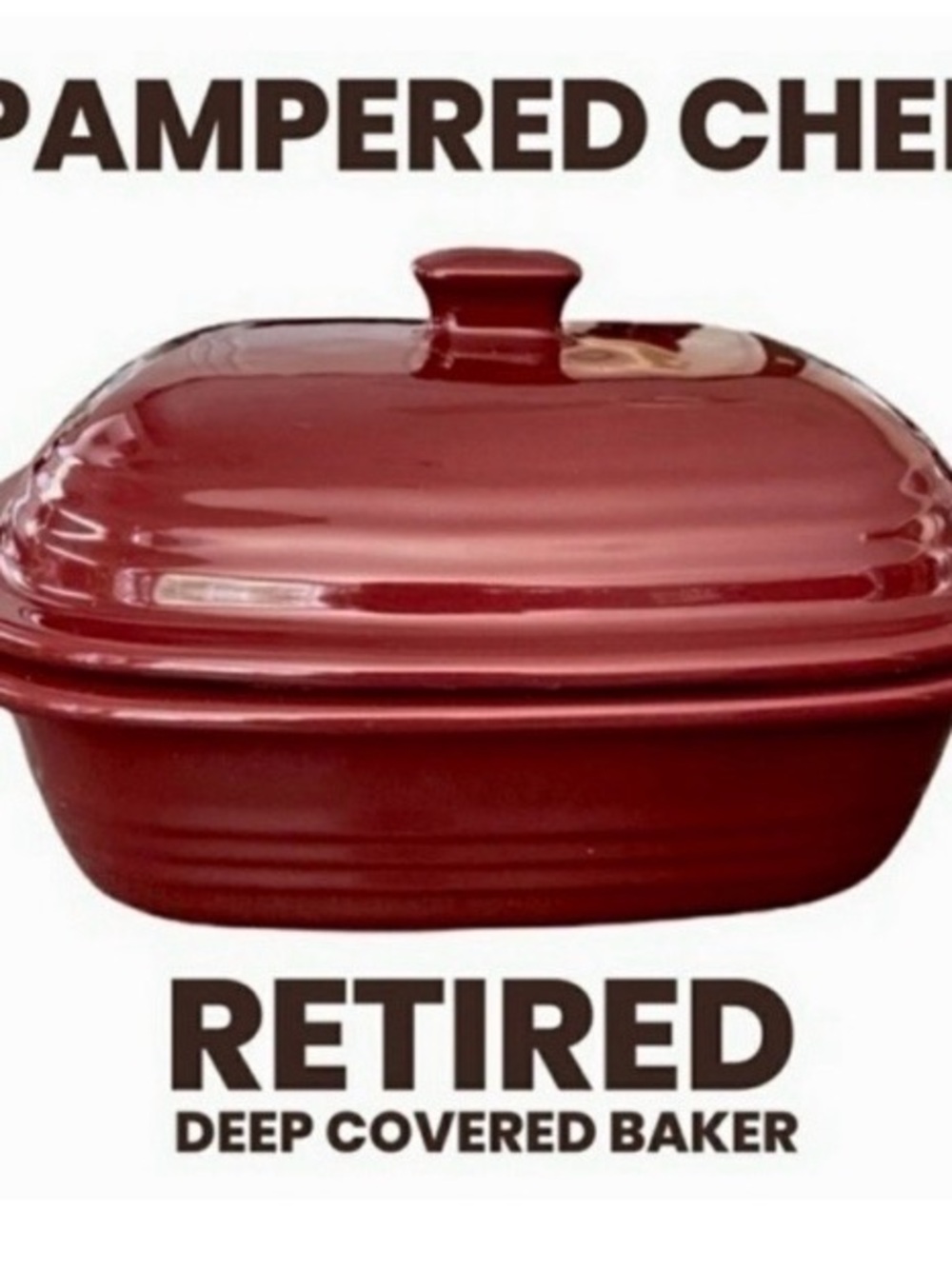 Pampered Chef New Deep Covered Baker 1321 - 4 Qt Cranberry NIB- Never Used